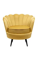 Низкое кресло ракушка Pearl Yellow на черных ножках на заказ