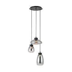 купить 390299 Люстра диммируемая SARNARRA, 3X5,4W (LED), 2700K, 1530lm, ?465, сталь, черный/стекло, черный полупрозрачный