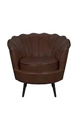Низкое кресло ракушка Pearl Brown V2 на черных ножках в интерьере