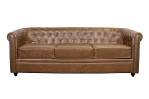 фото Кожаный диван лофт Karo Brown leather 3S в интерьере