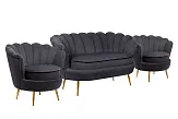 Комплект кресел и дивана ракушка Pearl Double Black №1