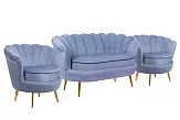 Комплект кресел и дивана ракушка Pearl Double Blue №1