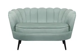 Диван ракушка Pearl Double Green на черных ножках в интерьере
