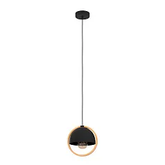 купить 43755 Подвесной потолочный светильник (люстра) CALLOW, 1Х40W, E27, H1100, ?230 сталь, черный/дерево, коричневый в интернет-магазине в Москве