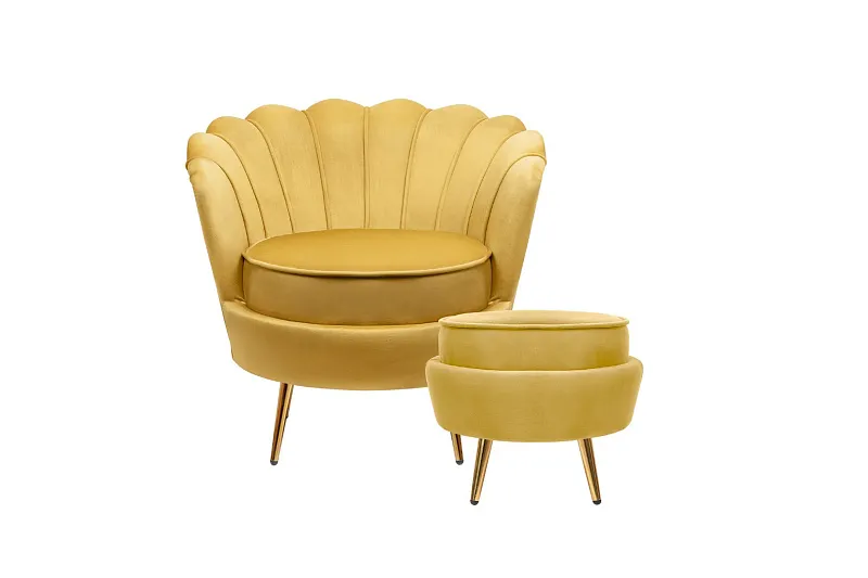 Кресло с пуфом ракушка Pearl Yellow в Москве Кресло с пуфом ракушка Pearl Yellow