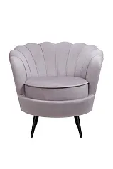 купить красивое Низкое кресло ракушка Pearl Grey на черных ножках в интернет-магазине