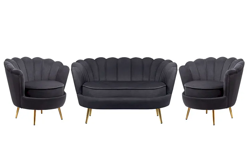 Комплект кресел и дивана ракушка Pearl Double Black в Москве Комплект кресел и дивана ракушка Pearl Double Black