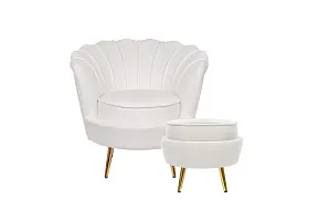 Кресло с пуфом ракушка Pearl Beige