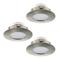 красивые 95823 Комплект светодиодных встраиваемых светильников PINEDA, 3х6W(LED), ?78, IP44, пластик, никель матовы на заказ