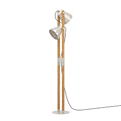 купить 43954 Торшер с ножным выключателем CAWTON, 2X40W (E27), H1345, сталь, дерево, коричневый