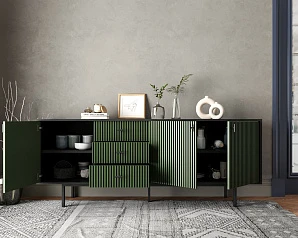 фото Комод с тремя дверками и тремя ящиками "Emerson" арт EM07/green/L