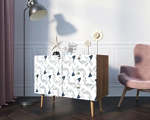 Комод "Berber" три ящика и дверка 36 принт арт BB34/Print_36 в интерьере