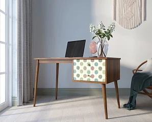 красивый Стол рабочий "Berber" принт 24 с одной тумбой арт BB20/Print_24