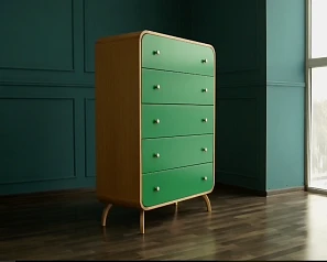 купить стильные Комод "Ellipse" с пятью ящиками зеленые фасады арт EL20/1