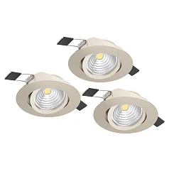 фото 900746 Комплект встраиваемых диммируемых светильников SALICETO, 3X6W (LED), 2700K, 1350lm, ?88, алюминий, матовый никель в интерьере