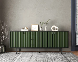 фото Комод с тремя дверками и тремя ящиками "Emerson" арт EM07/green/L