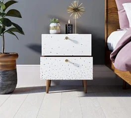 Тумбочка "Berber" с двумя ящиками 15 принт арт BB03/Print_15, разноцветная