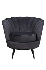 купить стильное Низкое кресло ракушка Pearl черный на черных ножках в интернет-магазине
