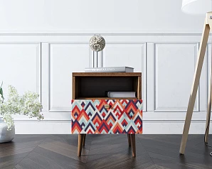 Тумбочка "Berber" с одним ящиком 2 принт арт BB06/Print_02, разноцветная на заказ в интернет-магазине