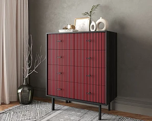 фото Комод на восемь ящиков "Emerson" арт EM20/red/L в интерьере