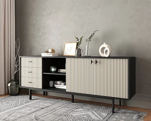 фото Комод с дверками и нишей "Emerson" арт EM15/milky/L в интерьере