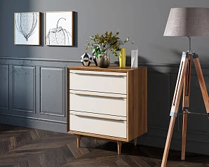 Комод в Скандинавском стиле "Bruni white" на три ящика арт BR07WH на заказ