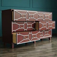 купить стильные Бордовый комод "Emerald" 6 ящиков арт DSC348ETG/R в интернет-магазине