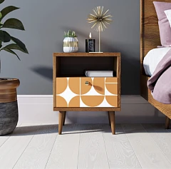 Тумбочка "Berber" с одним ящиком 14 принт арт BB06/Print_14, разноцветная в интерьере