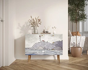 фото Комод "Berber" три ящика и дверка арт BB34/Print_51 в интерьере