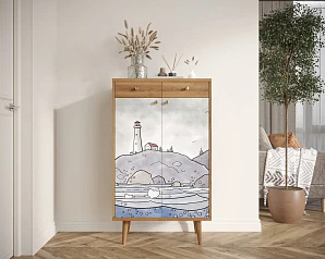 фото Комод "Berber" два ящика и дверки арт BB46/Print_51