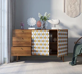 фото Комод "Berber" с двумя дверками и ящиками 22 принт арт BB05/Print_22 в интерьере