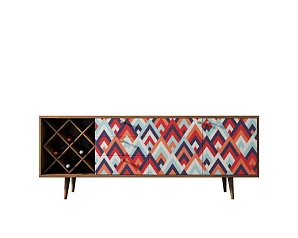 Комод "Berber" удлиненный с бутылочницей 2 принт арт BB15/Print_02 в интерьере