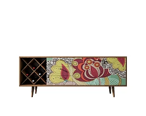 Комод "Berber" удлиненный с бутылочницей 6 принт арт BB15/Print_06 в интерьере