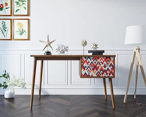 купить Стол рабочий "Berber" принт 2 с одной тумбой арт BB20/Print_02 в интернет-магазине