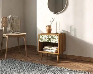 купить красивые Тумбочка "Berber" с открытой полкой 53 принт арт BB33/Print_53, разноцветная в интернет-магазине