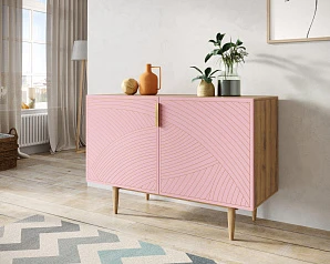 стильный Комод с двумя дверками "Line" LN01/GR1/pink