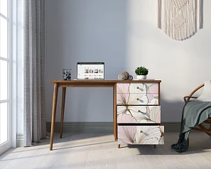 фото Стол рабочий "Berber" принт 31 с одной тумбой арт BB31/Print_31 в интерьере