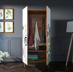 Шкаф малый двухстворчатый "Berber" принт 3 арт BB08/Print_03 в интерьере