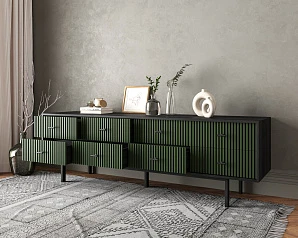 купить стильный Комод с восемью ящиками "Emerson" арт EM03/green/L в интернет-магазине