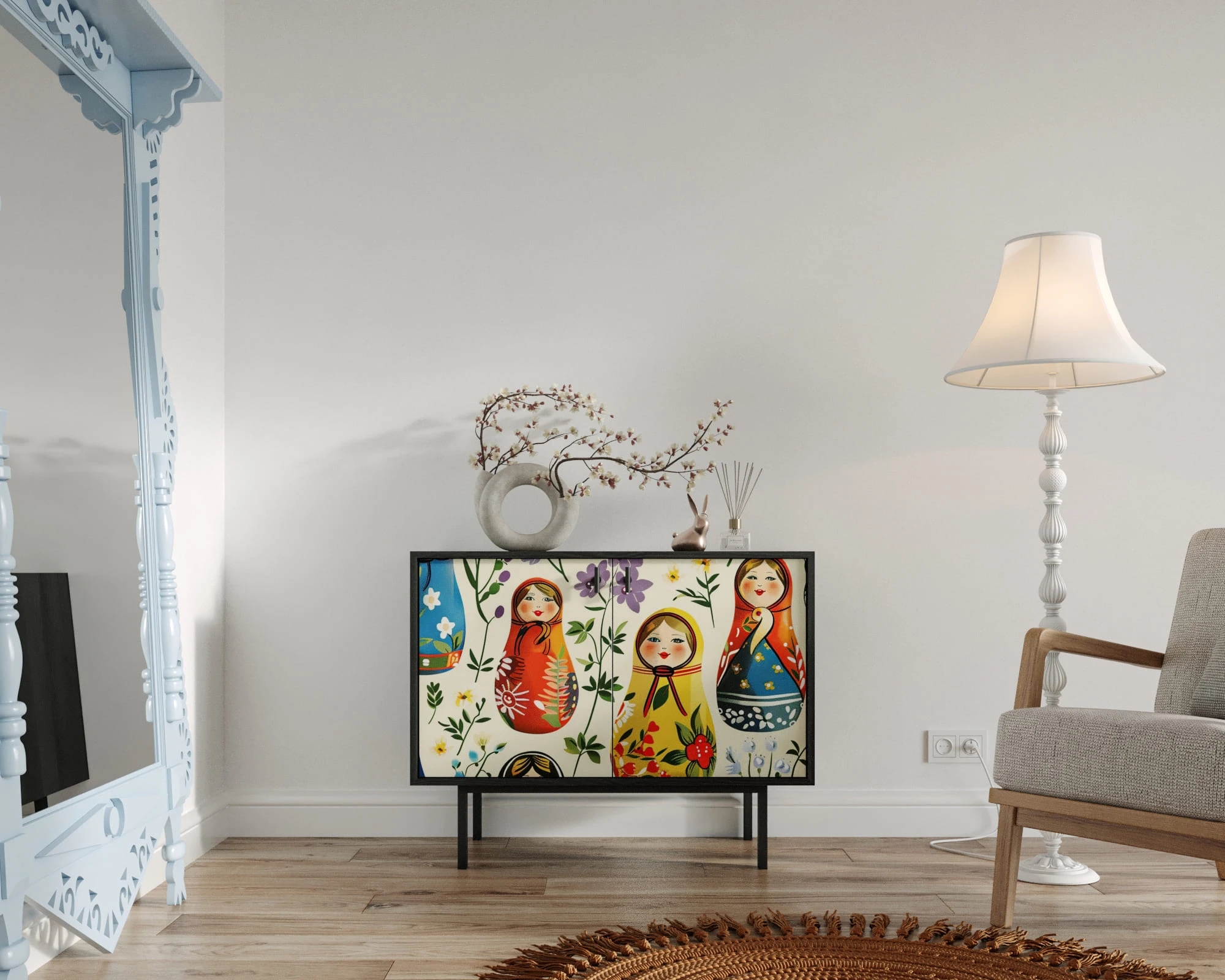 купить Комод с двумя дверками "Emerson" Матрешки арт EM02/Art04 в интернет-магазине