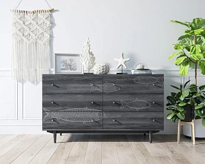 Комод "Boho" 6 ящиков с рыбами арт BH01 в интернет-магазине