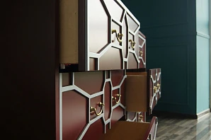 купить стильные Бордовый комод "Emerald" 6 ящиков арт DSC348ETG/R в интернет-магазине