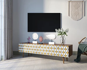 фото Комод "Berber" с ящиками низкий под TV принт 22 арт BB19/Print_22 в интерьере