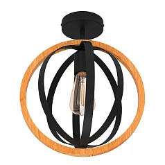 купить стильные 43736 Потолочный светильник (люстра) BASILDON, 1Х40W, E27, H375, ?320, сталь, черный/дерево, коричневый в интернет-магазине