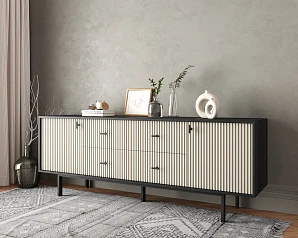 Комод две дверки и четыре ящика "Emerson" арт EM19/milky/L в интерьере