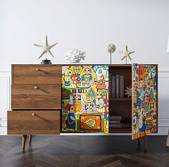 купить красивые Комод "Berber" с двумя дверками и ящиками 1 принт арт BB05/Print_01 в интернет-магазине