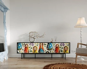 купить Комод с четырьмя дверками и двумя ящиками "Emerson" Матрешки арт EM04/Art04 в интернет-магазине