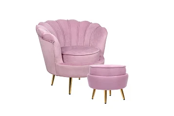 Кресло с пуфом ракушка Pearl Pink в интернет-магазине