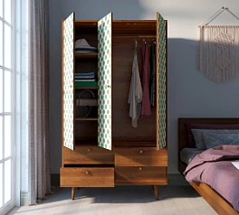 стильный Шкаф трехстворчатый "Berber" принт 24 арт BB02/Print_24 на заказ