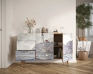 красивый Комод "Berber" с двумя дверками и ящиками арт BB17/Print_51 на заказ